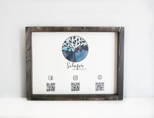 Custom Made Qr Code Wood Sign With Business Logo, Scan To Pay, Venmo, Social Media Sign, Restaurant Menu Sign