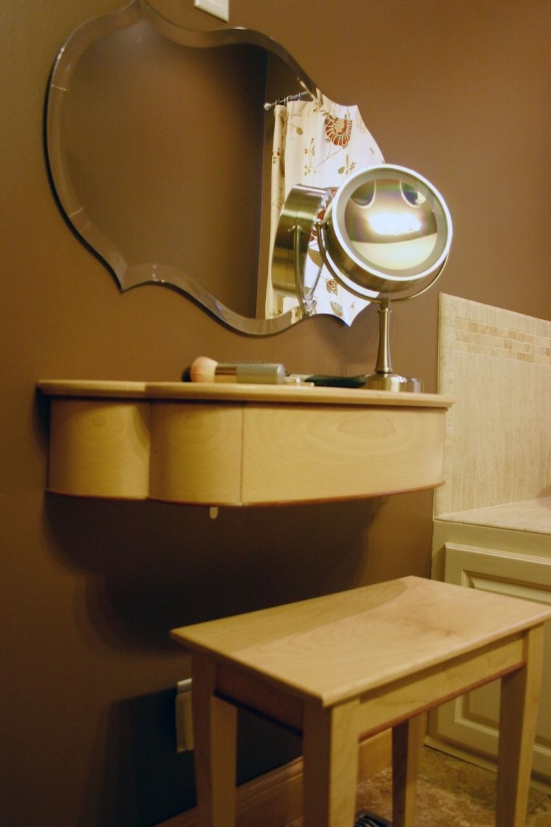 Custom Made Petite, Wall Mounted Women's Makeup Vanity With Drawer And