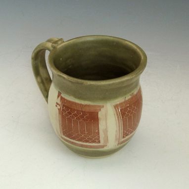 Custom Made Handmade Pottery Coffee Mug In Green - Oak Park Windows