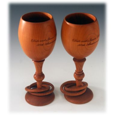 Custom Made Toasting Glasses In Cherry For A 50th Year Anniversary)