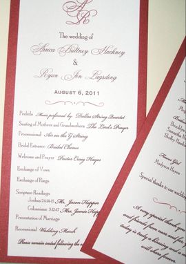 Custom Made Custom Personalized Wedding Menus- Double Matted With Ribbon Accent- Qty 100