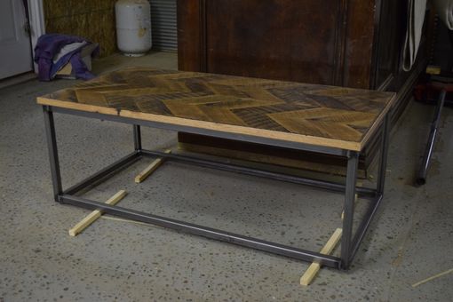 Custom Made Rustic Wood And Steel Coffee Table