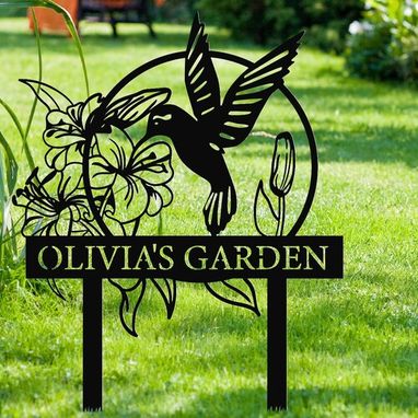 Custom Made Custom Hummingbird Metal Garden Decor