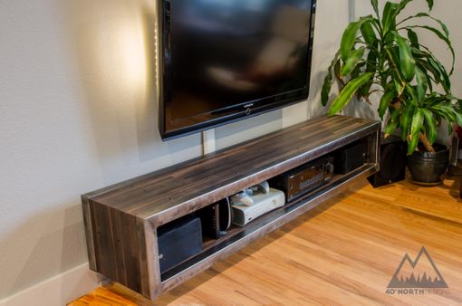 Custom Made Modern Rustic Reclaimed Wood + Steel Floating Entertainment Console