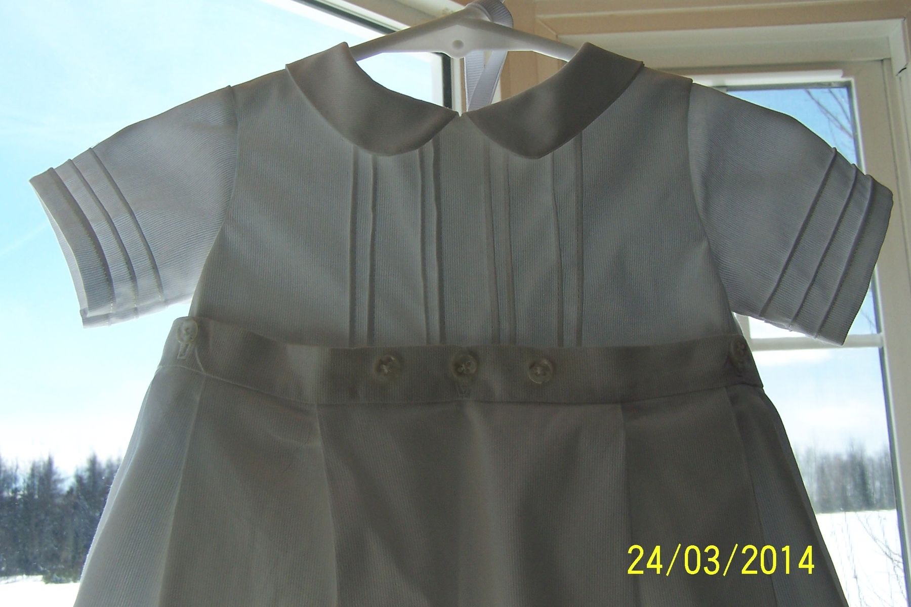 Hand Made White Christening Romper With Detachable Skirt by Heaven Sent