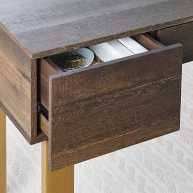 Custom Made Modern 3-Drawer Writing Desk, Toasted Brown Ash Finish