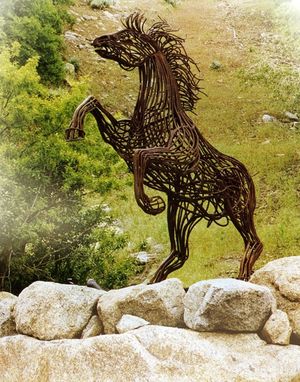 Custom Made Metal Sculpture - Rearing Stallion