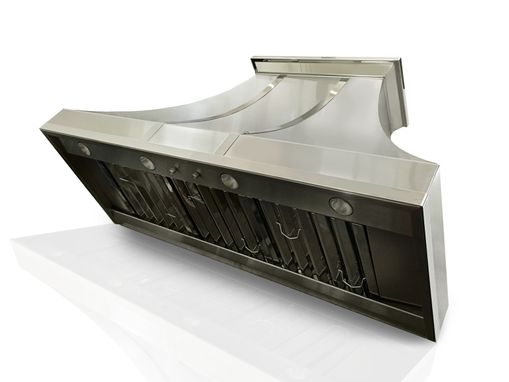 Custom Made #83 Brushed Stainless Steel Custom Range Hood With Mirrored Accents