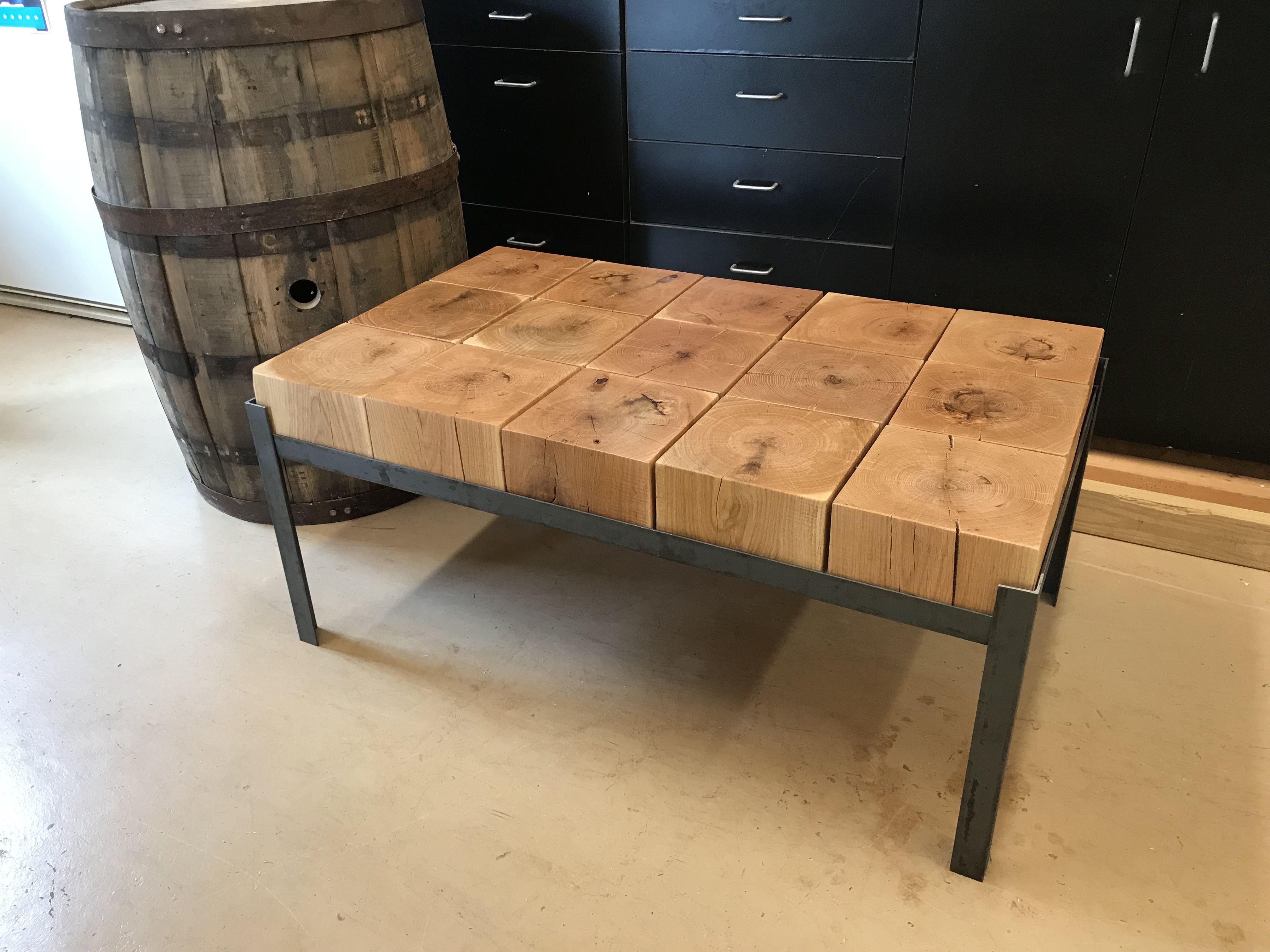 Hand Made Steel And Beam Coffee And End Tables by Carolina Wood