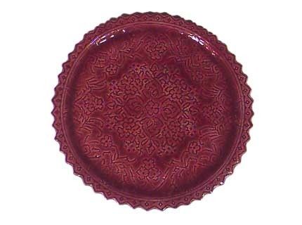 Custom Made Ceramic Lace Plate - Ruby Red