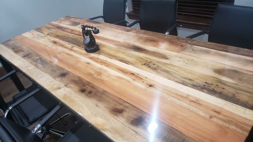 Custom Made Industrial Conference Table With Reclaimed Oak Top