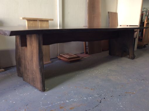 Custom Made Live Edge Butternut Industrial Style Dining Table