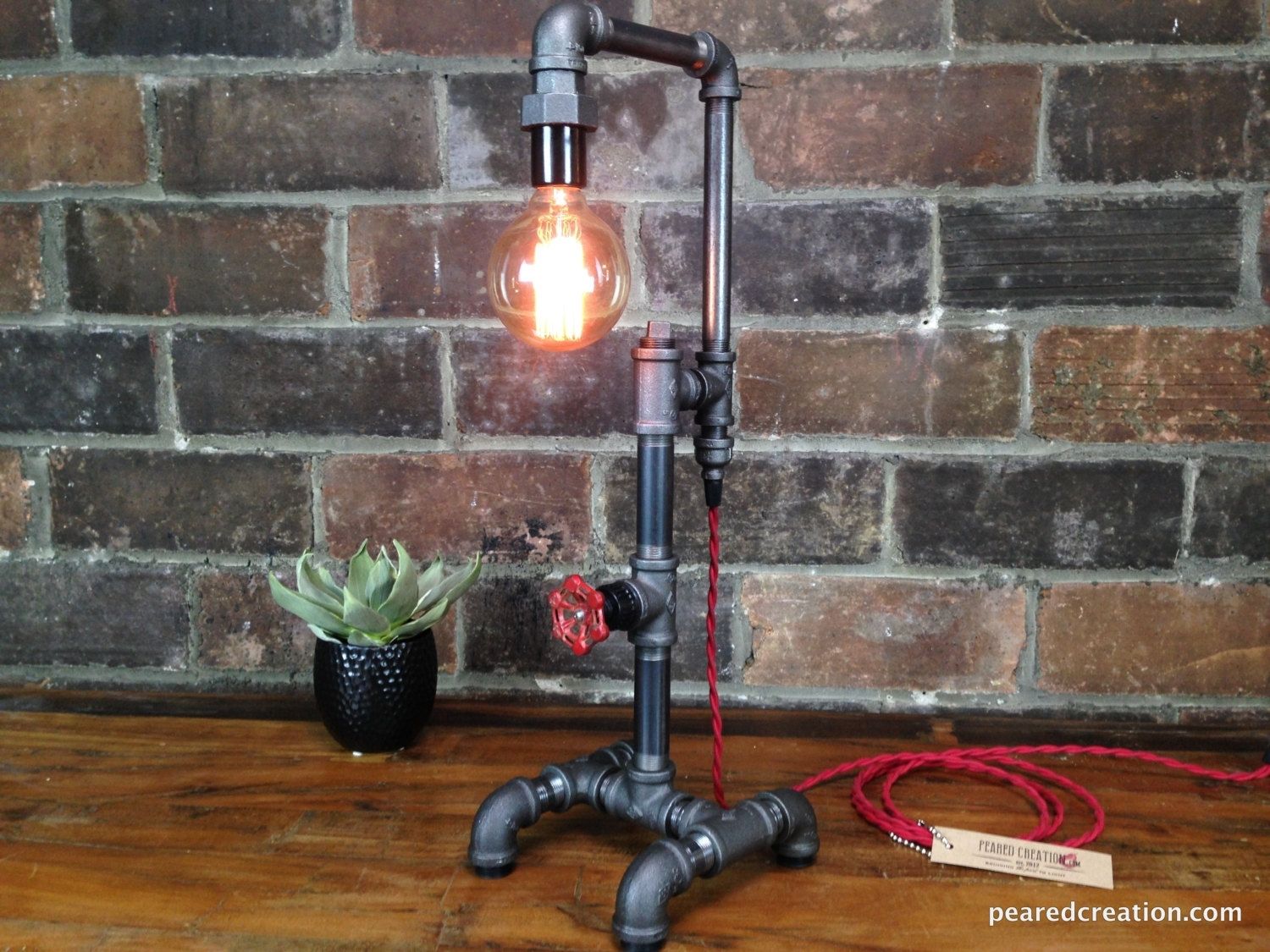 Hand Made Edison Bulb Table Lamp, Custom Made Table Lamps