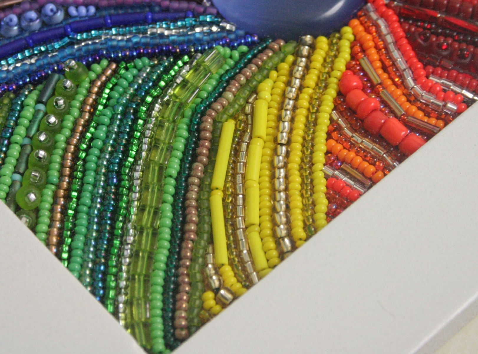 Hand Crafted Bead Embroidered Painting "Colors Of The Rainbow" by Three