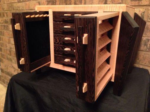 Custom Made Wenge And Curly Maple Jewelry Box
