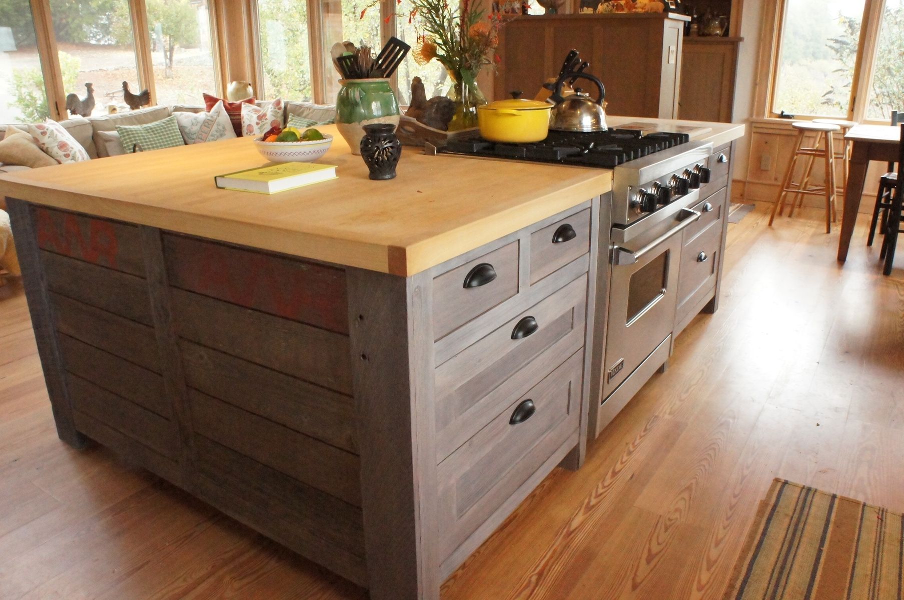 Handmade Rustic Kitchen Island by Atlas Stringed Instruments