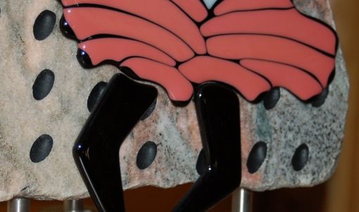 Custom Made Marble Sculpture With Fused Glass Elements - "Pink Flamenco"