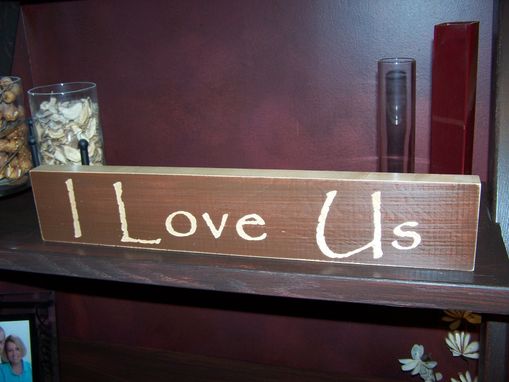 Custom Made Shelf Sitter - I Love Us - Brown