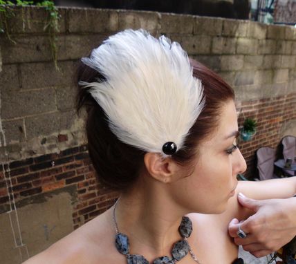 Custom Made Sale Black Swan Feather Hair Fascinators Set Of 2 White Feathers