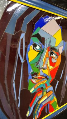 Custom Made Stained Glass Picture Of Bob Marley