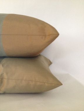 Custom Made Set Of 2: Gold And Green Multi Striped Silk Pillow Covers