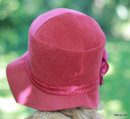 Custom Made Fall Winter Womens Cloche Hat 1920s Style In Maroon Wool