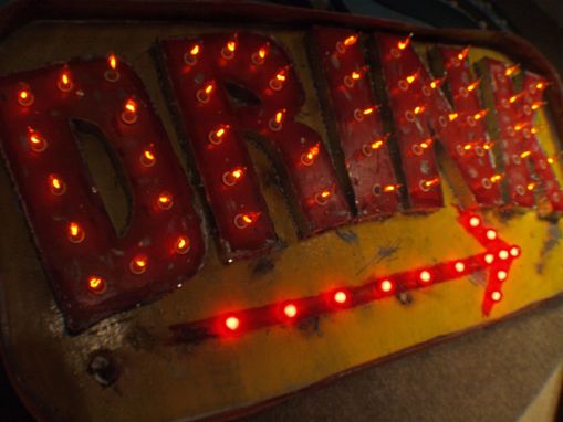 Custom Made Vintage Marquee Art Drink Arrow Flame Lights Second Generation 4 Ft X 2 Ft