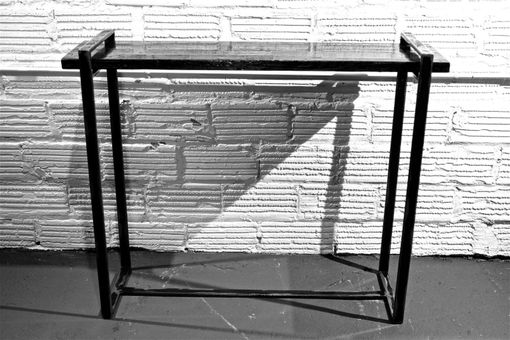Custom Made Steel And Oak Floating Console/Entry Table