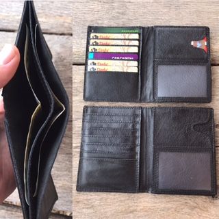 Custom Made Black Or Brown Men's Leather Bifold Wallet Traveler Credit Card Divider