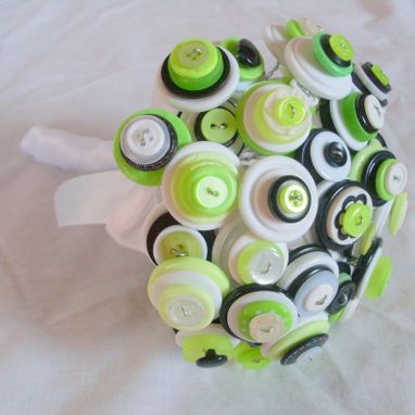 Custom Made Lime Green Buttons Bridal Bouquet