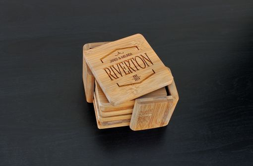 Custom Made Custom Bamboo Coasters, Custom Engraved Coasters --Cst-Bam-Riverton