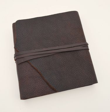 Custom Made Dark Brown Bull Hide Leather Bound Cowboy Journal Diary