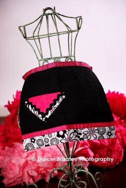 Custom Made Black, White, And Pink Flannel Apron "Cookies And Cream''