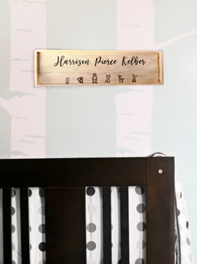 Custom Made Baby Nursery Name Wood Sign, Woodland Creatures, 18" In X 5" In, Customizable