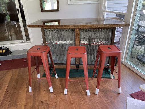 Custom Made Rustic Barn Wood Bar With Clear Acrylic Bar Top