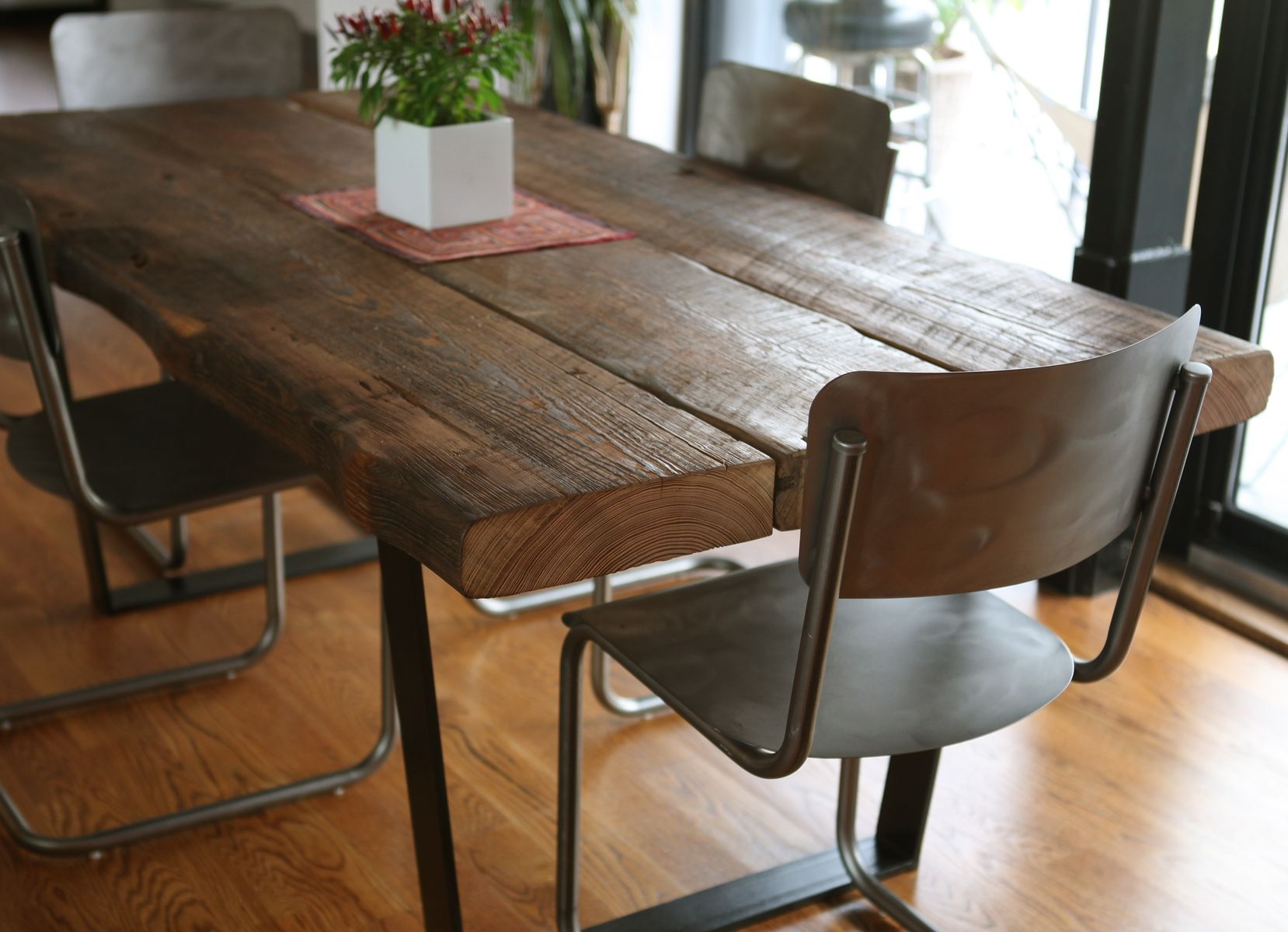 Distressed wood best sale dining set