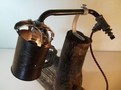 Custom Made Reclaimed Weathered Wood Minimalist Table Lamp