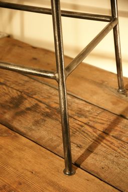 Custom Made Iron Bar Stool With Reclaimed Look Wooden Seat // (Min. Shipping $450+)