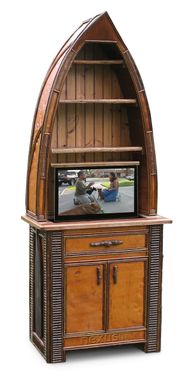 Custom Made Rustic Tv Lift Canoe Cabinet