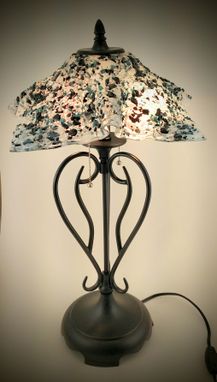 Custom Made Olde Iron Lamp With Fused Glass Shade