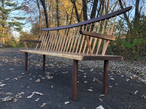 Custom Made Conoid Bench - George Nakashima Style Mid Century Modern Bench With Live Edge Seat