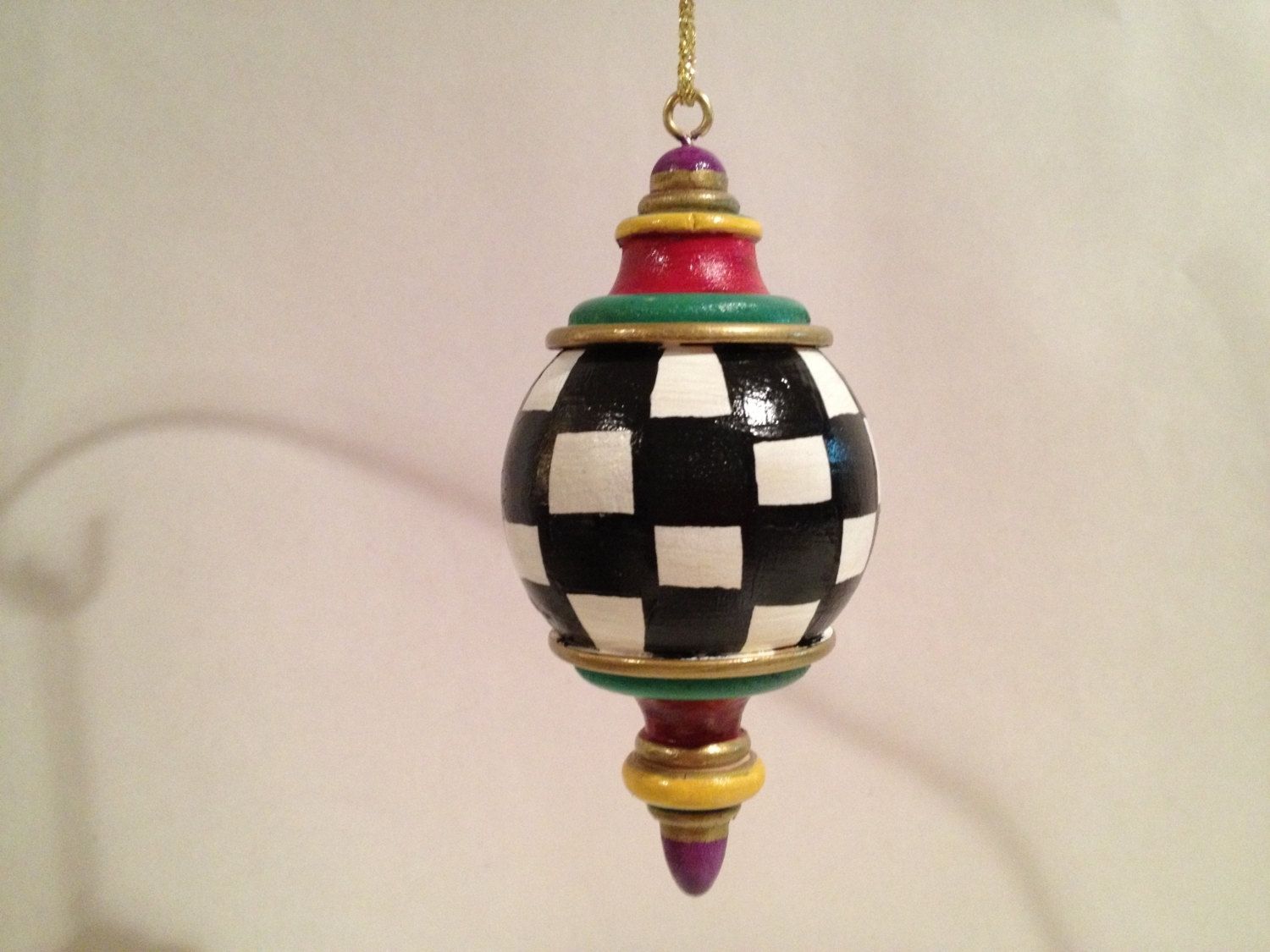 Hand Made Hand Painted Solid Wood Christmas Finial Ornaments This