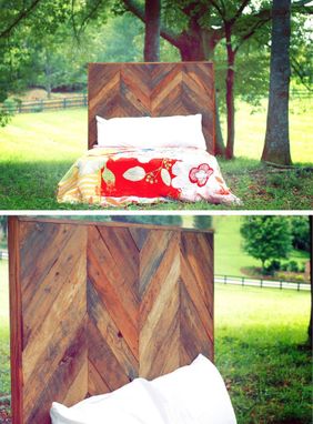 Custom Made Reclaimed Wood Chevron Headboard