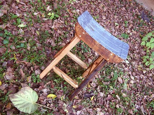 Custom Made Shinto Stool Made With Reclaimed Wood And Salvaged Metal