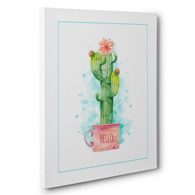 Custom Made Hello Cactus Motivational Canvas Wall Art
