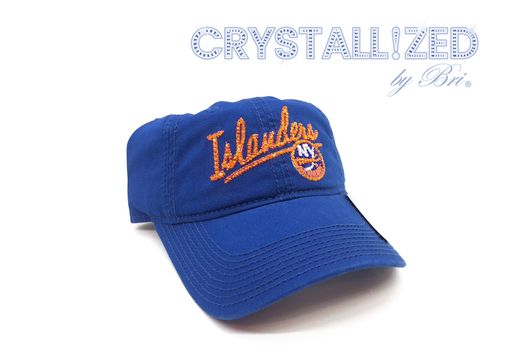 Custom Made New York Islanders Nhl Crystallized Snapback Baseball Cap Genuine European Crystals Bedazzled