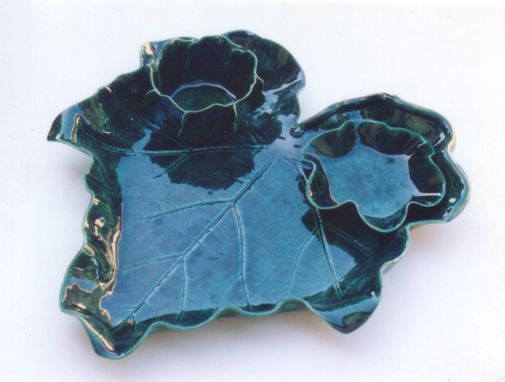 Custom Made Ceramic Pumpkin Leaf Platter With 2 Dip Dishes