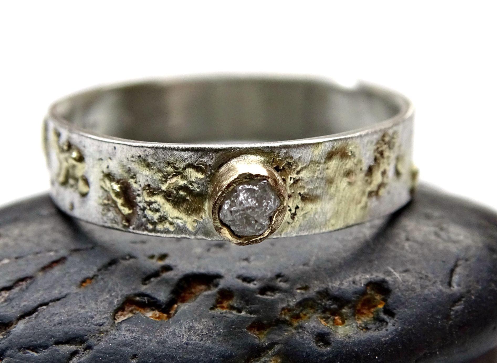 A Hand Made Raw Stone Engagement Ring Diamond Rough Custom Made Raw Stone Engagement Ring Diamond Rough Gold Viking Wedding