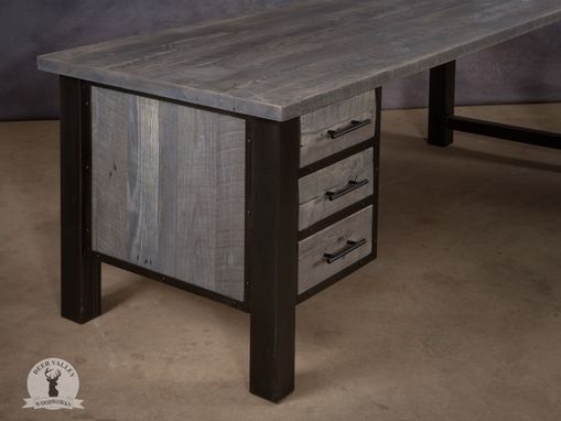 Custom Made Barnwood L Shaped Desk, Reclaimed Wood Corner Desk