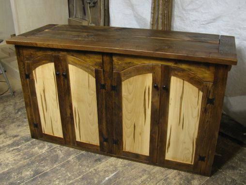Custom Made Rustic Tv Lift Cabinet With Spaulted Maple Doors